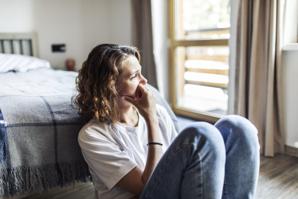 a young woman struggling with mental health