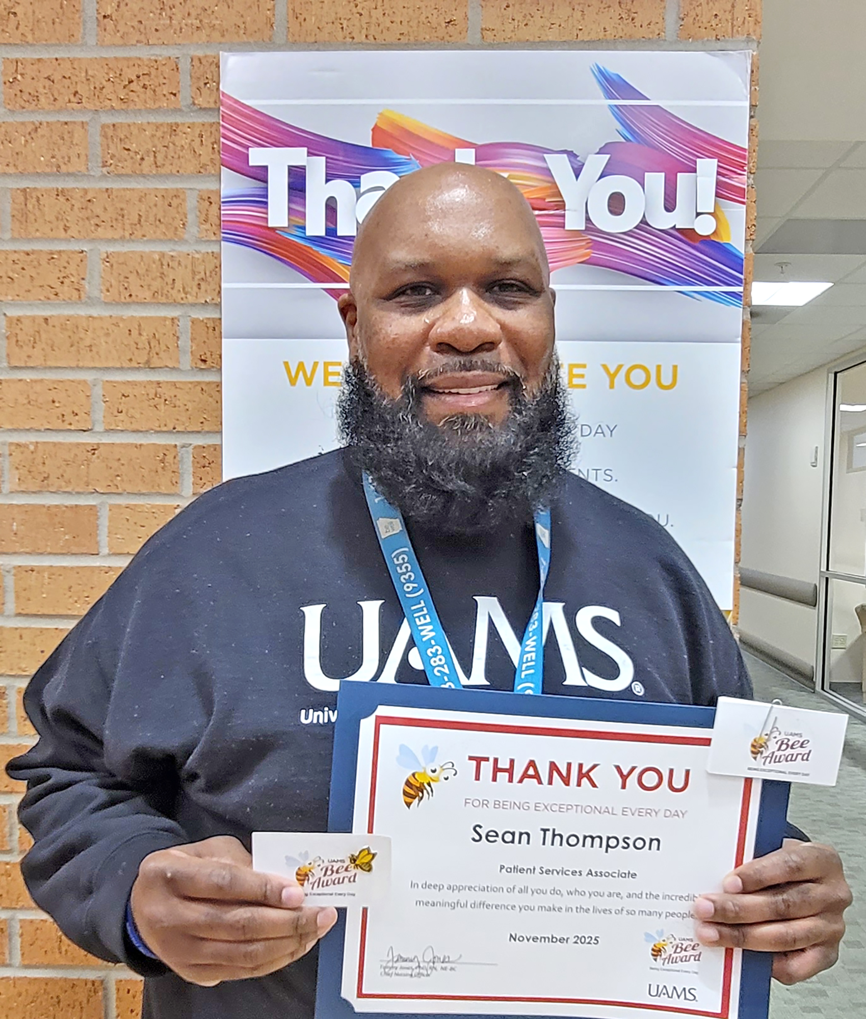 Sean Thompson is a Patient Services Associate (PSA) in PRI - 6th Floor Treatment Area
