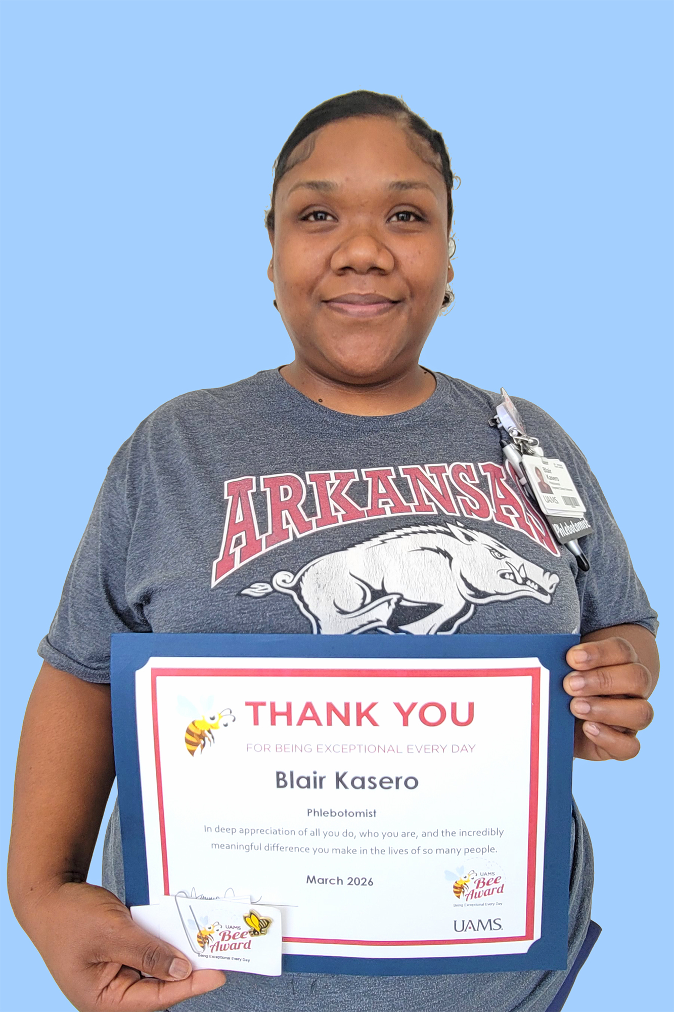 Blair Kasero is a Phlebotomist at the UAMS Women's Clinic, 1st Floor Lab