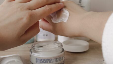 Applying lotion to hands