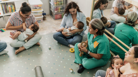 a group of women in a breast feeding support class