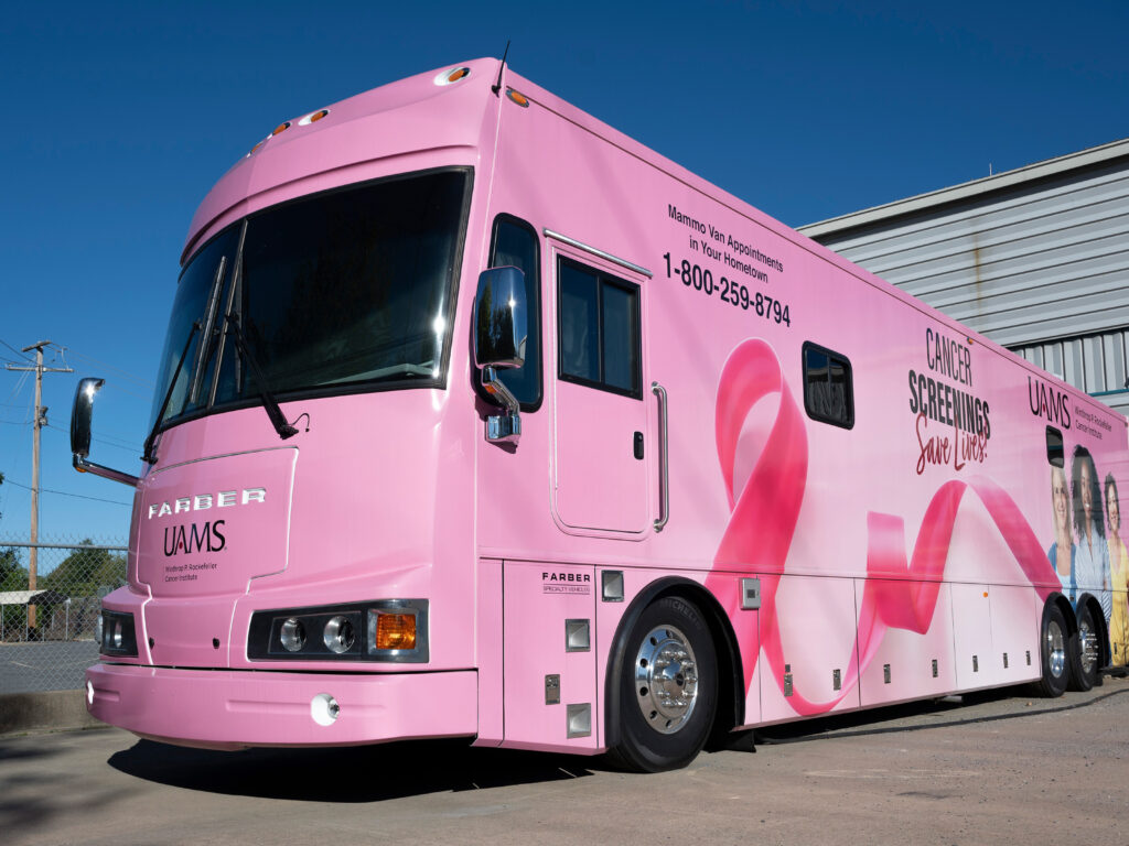 UAMS Mammovan parked under trees