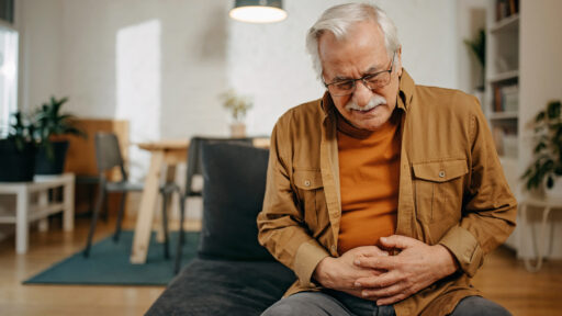 Senior man has stomachache