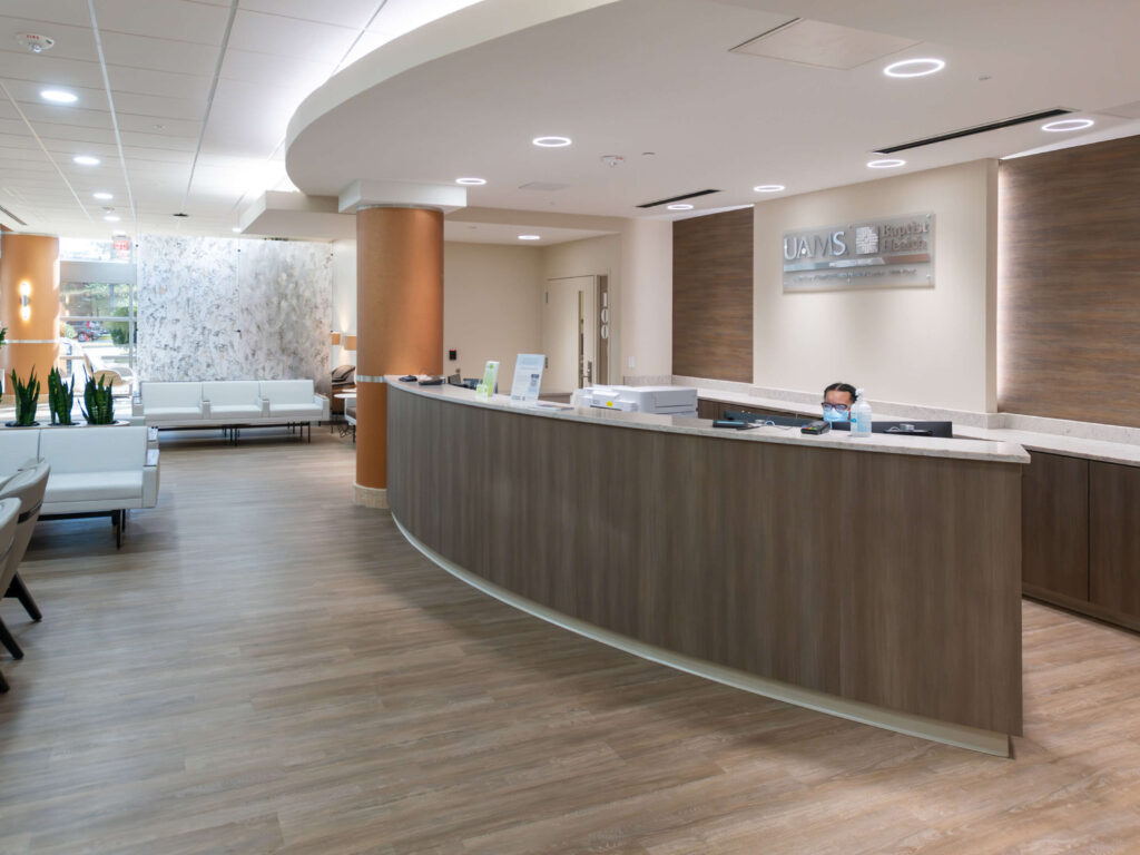 Waiting area of the UAMS Baptist Health Infusion Center in Little Rock
