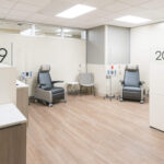 Treatment area of the UAMS Baptist Health Infusion Center in Little Rock