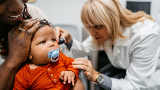 Baby getting a hearing test