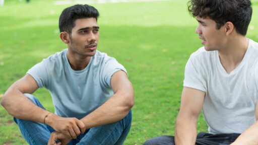 two teens talking about mental health