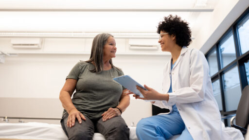 Therapist talking to a patient