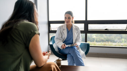 women talking to a mental health professional