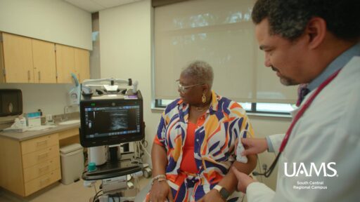 Patient receiving an ultrasound at UAMS South Central in Pine Bluff