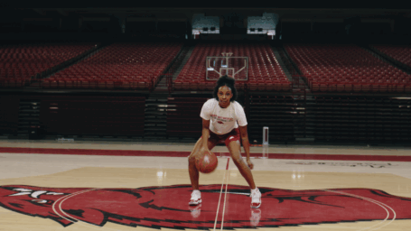 Samara Spencer dribbling a ball