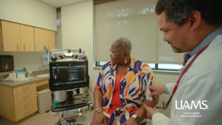 Patient receiving an ultrasound at UAMS South Central in Pine Bluff