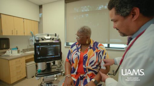 Patient receiving an ultrasound at UAMS South Central in Pine Bluff