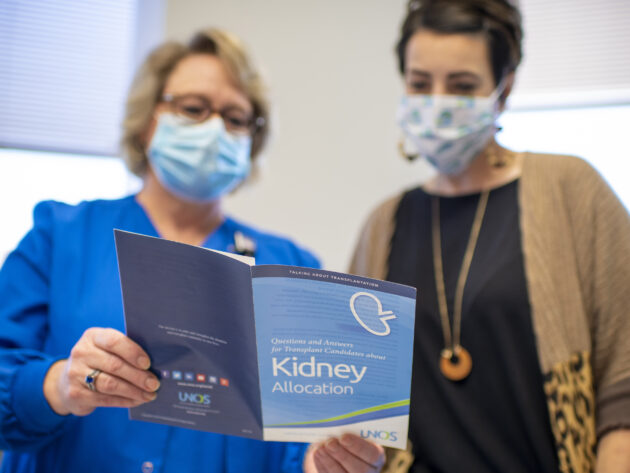 UAMS provider going over transplant information with a patient